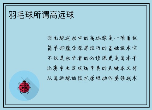 羽毛球所谓高远球